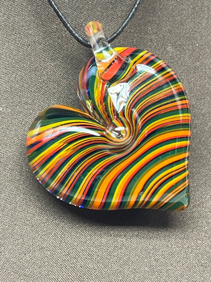 Rainbow Spiral Heart Pendant