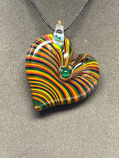 Rainbow Spiral Heart Pendant