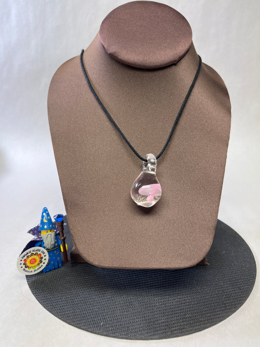 Pink Handblown Glass Mushroom Pendant